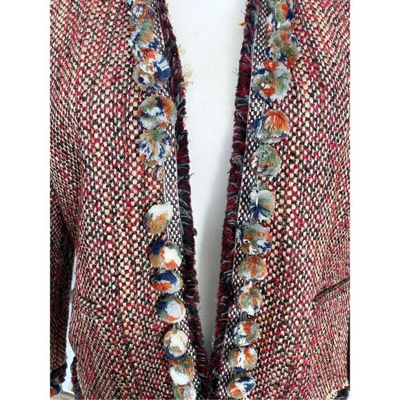 Zara Tweed Pom Pom Blazer Multicolor - Picture 5 of 6